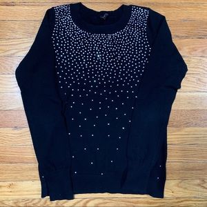 EXPRESS Black Rhinestone Embellished Crew Sweater